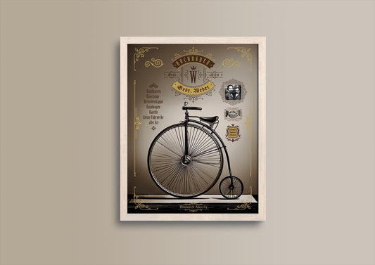 Hochrad, Poster, Kunst, Druck, Wanddekor, minimalistisch, Foto, Interior, Wandkunst, Kunstdruck, Büro, Zuhause, exklusiv, modern