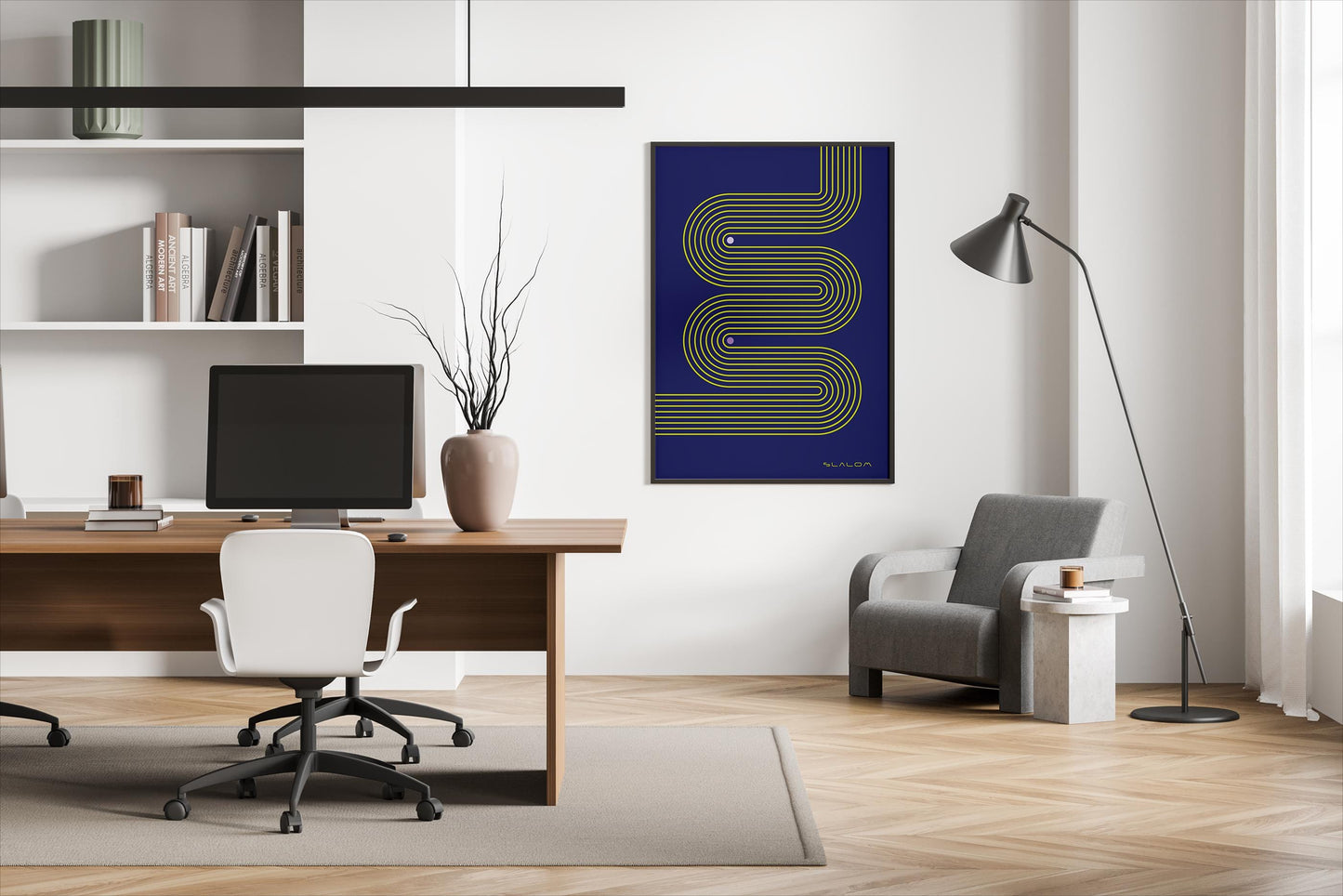 Slalom, Design, Poster, Kunst, Druck, Wanddekor, minimalistisch, Grafik, Interior, Wandkunst, Kunstdruck, Büro, Zuhause, exklusiv, modern