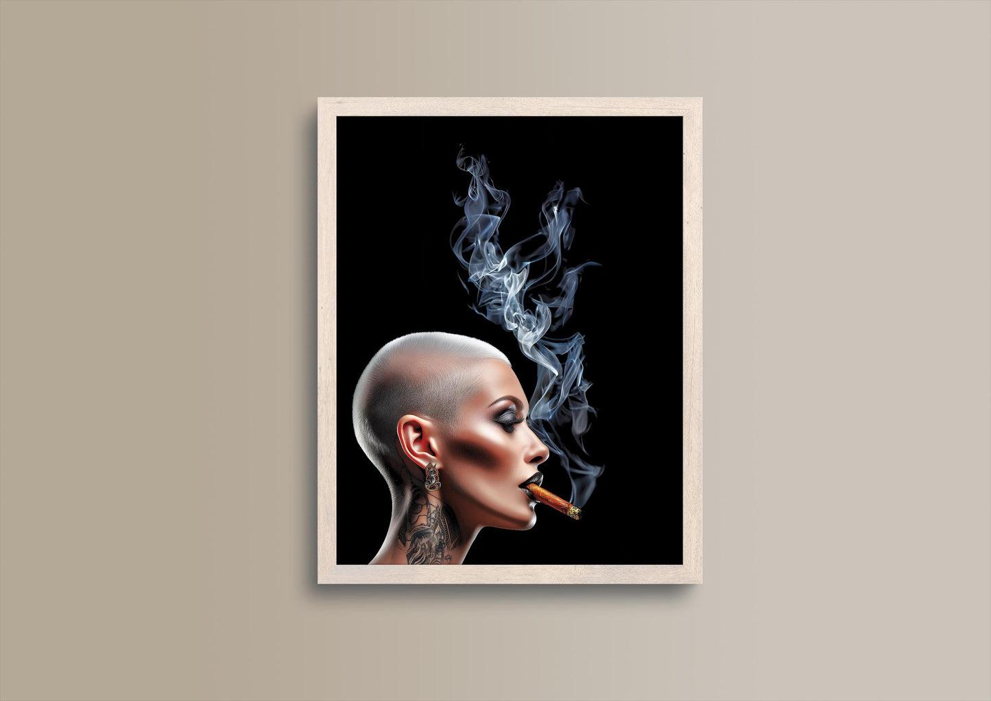 frau raucht Zigarre, Portrait, Poster, Kunst, Druck, Bild, Illustration, Interior, Wandkunst, Kunstdruck, Empowerment, Rauch, exklusiv, modern