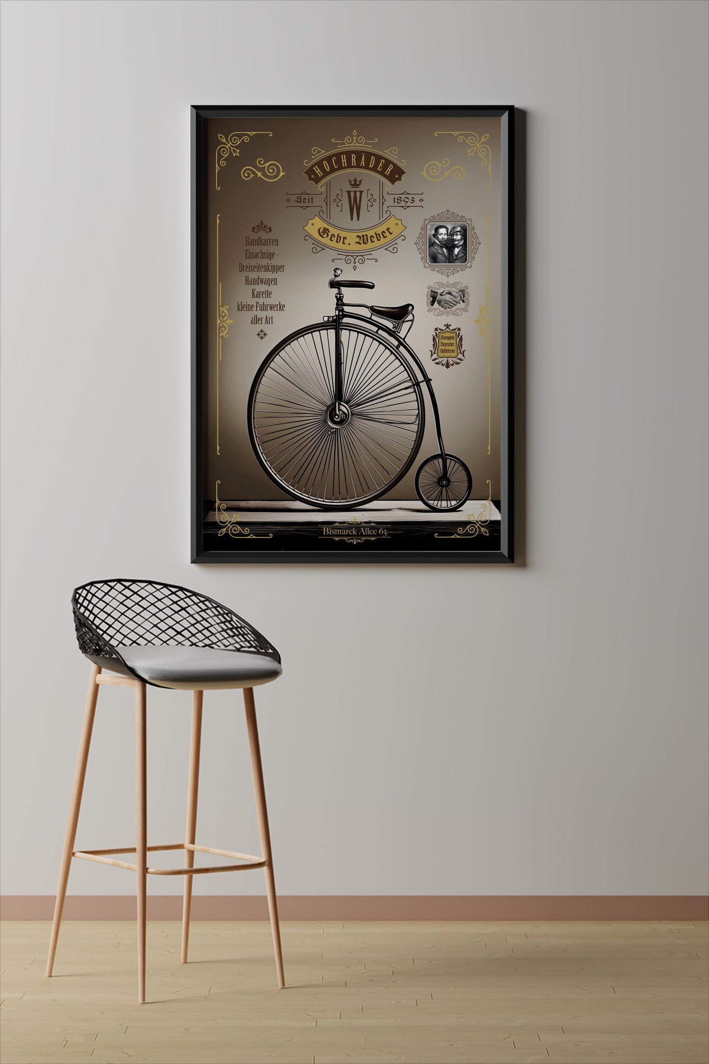 Hochrad, Poster, Kunst, Druck, Wanddekor, minimalistisch, Foto, Interior, Wandkunst, Kunstdruck, Büro, Zuhause, exklusiv, modern