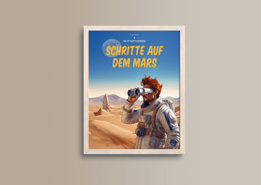 Schritte auf dem Mars, Design, Poster, Kunst, Druck, Wanddekor, Grafik, Interior, Wandkunst, Kunstdruck, Büro, Zuhause, exklusiv, modern