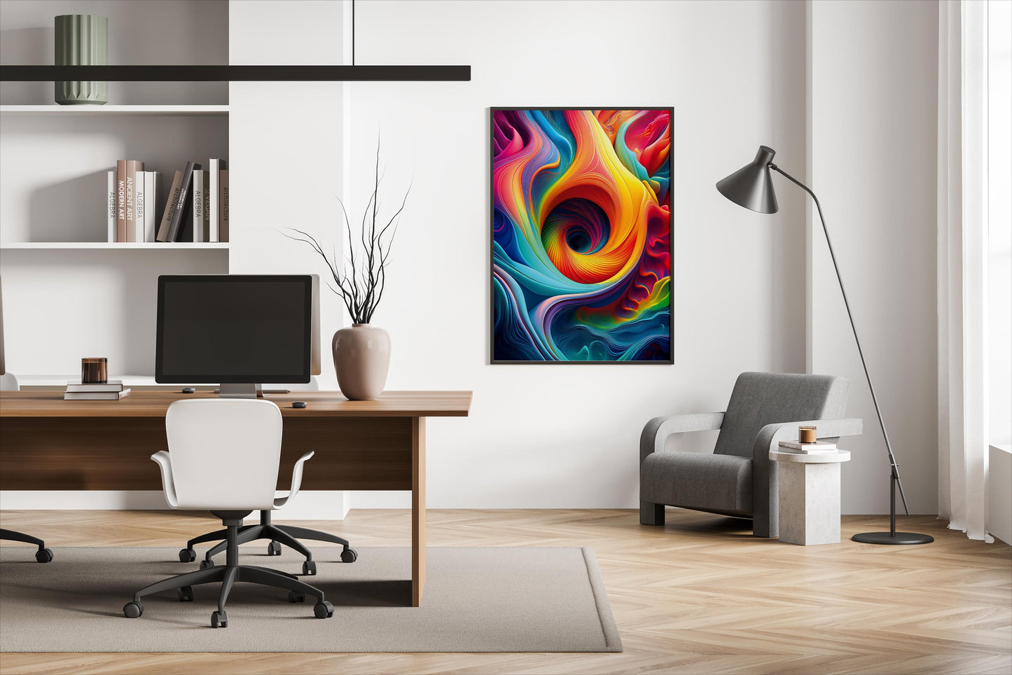 Farbturbulenzen, Design, Poster, Kunst, Druck, Wand-Dekor, Illustration, Interieur, Wandkunst, Kunstdruck, Büro, Zuhause, exklusiv, modern