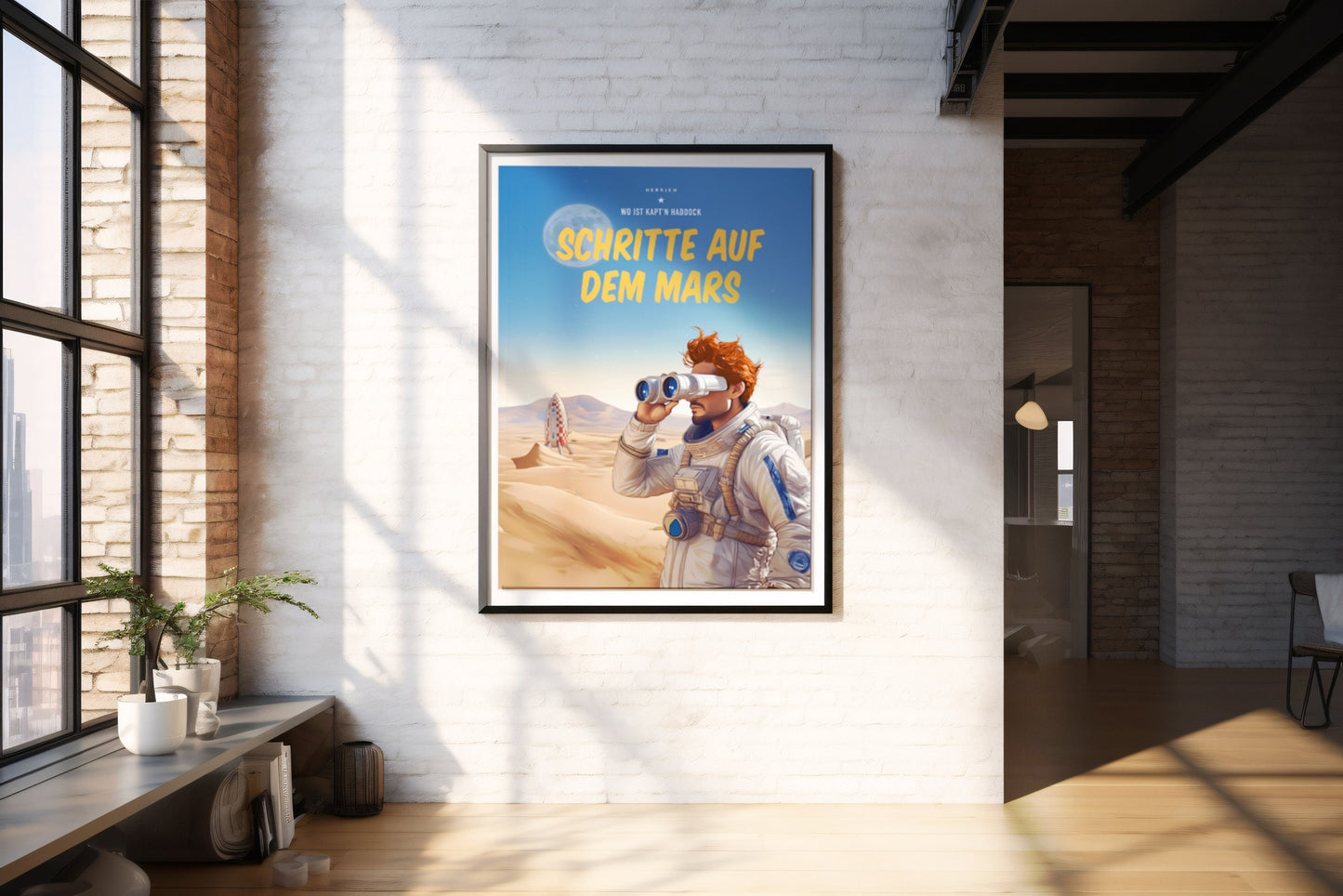 Schritte auf dem Mars, Design, Poster, Kunst, Druck, Wanddekor, Grafik, Interior, Wandkunst, Kunstdruck, Büro, Zuhause, exklusiv, modern
