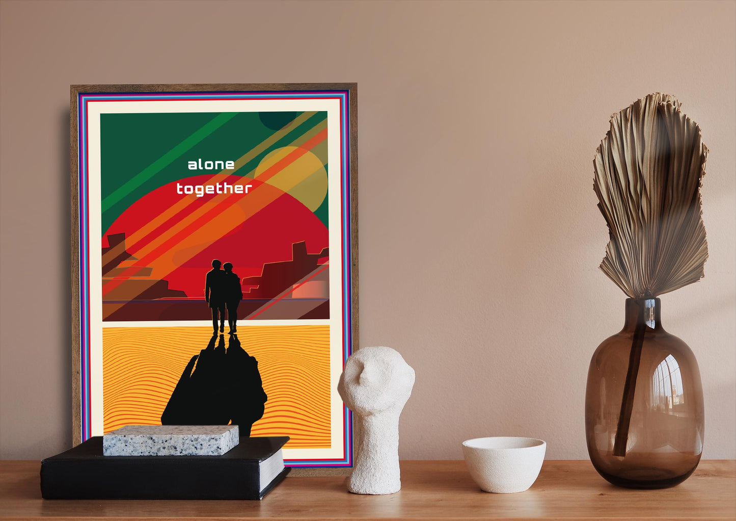 alone together, Wandkunst, exklusiver moderner Druck für Wohnkultur, ideales Geschenk für Paare, die Liebe und Zusammenhalt feiern