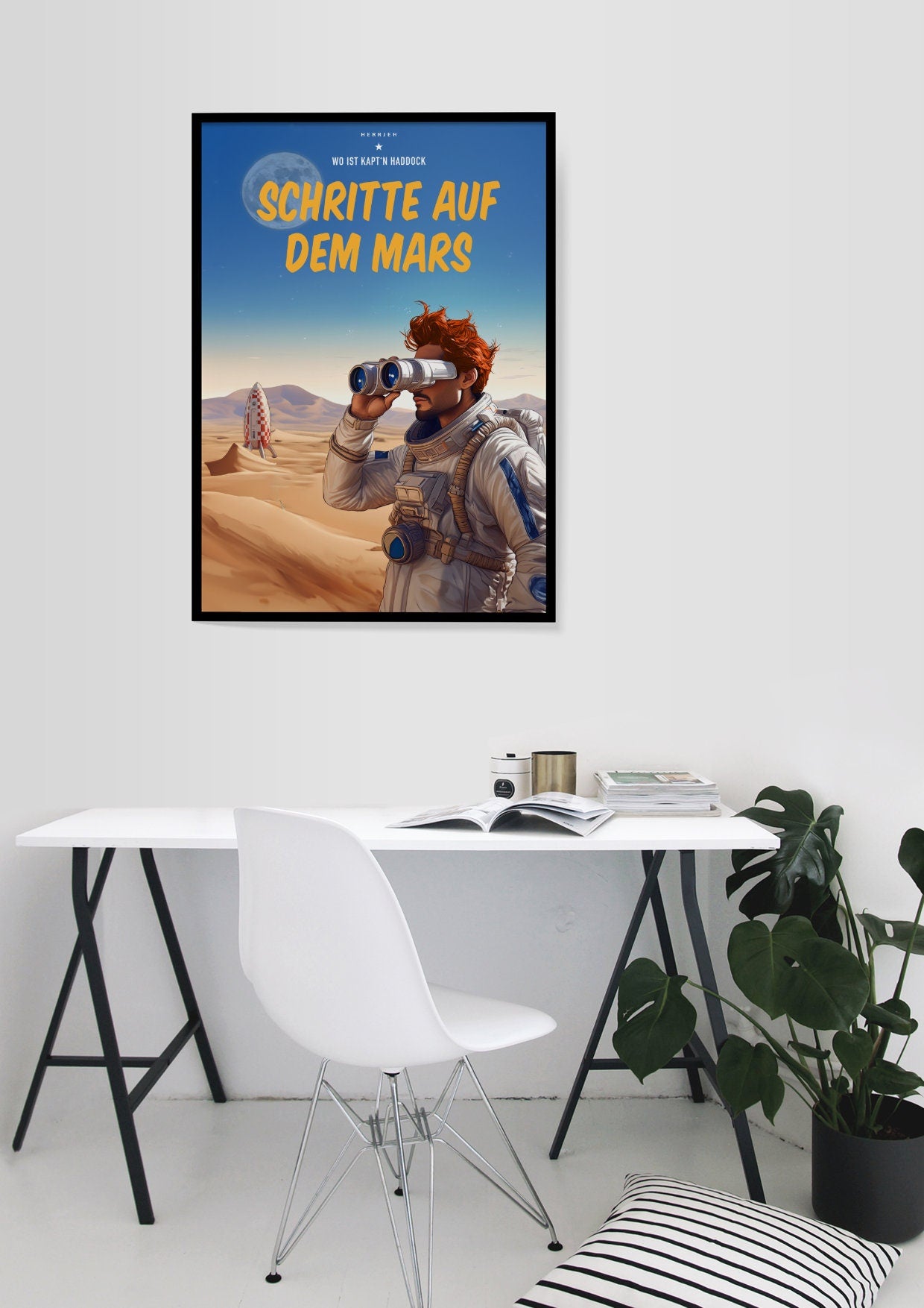 Schritte auf dem Mars, Design, Poster, Kunst, Druck, Wanddekor, Grafik, Interior, Wandkunst, Kunstdruck, Büro, Zuhause, exklusiv, modern