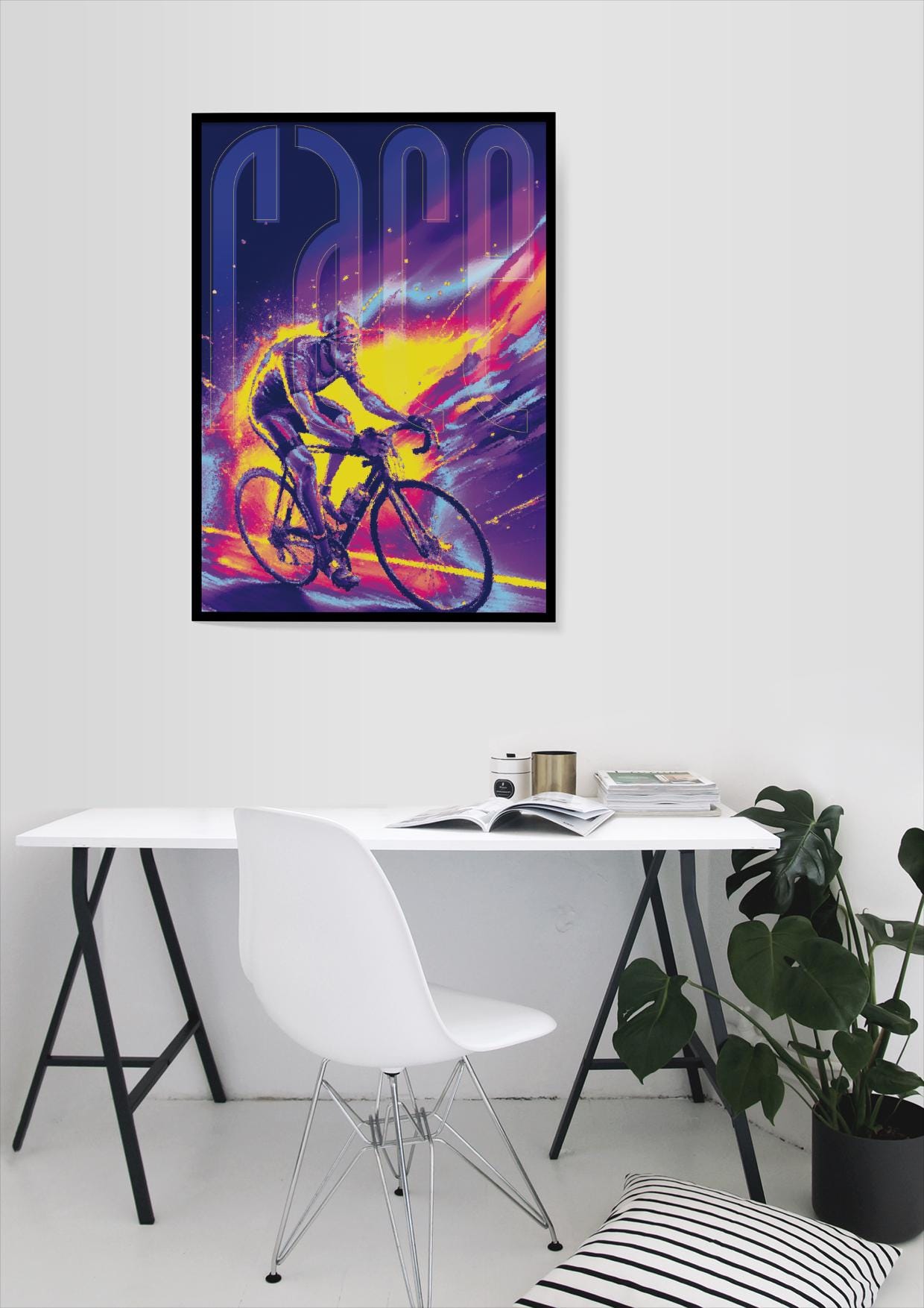 Rennen, Bicycle, Fahrrad, Design, Poster, Kunst, Druck, Wanddekor, Illustration, Interior, Fahrrad, Büro, Zuhause, exklusiv, modern